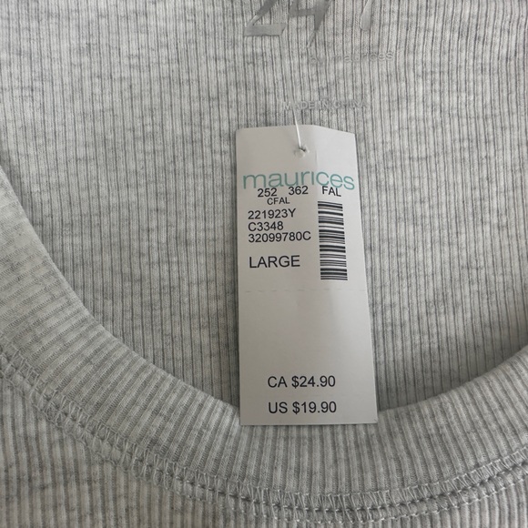 Maurices Light Gray Ribbed Top - Picture 2 of 2